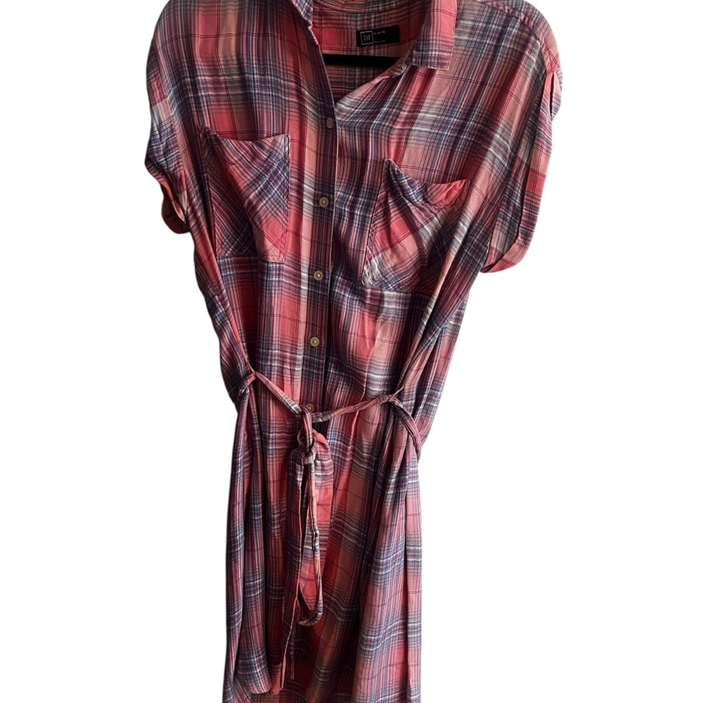 GAP Plaid Shirt Dress - Red and Blue
